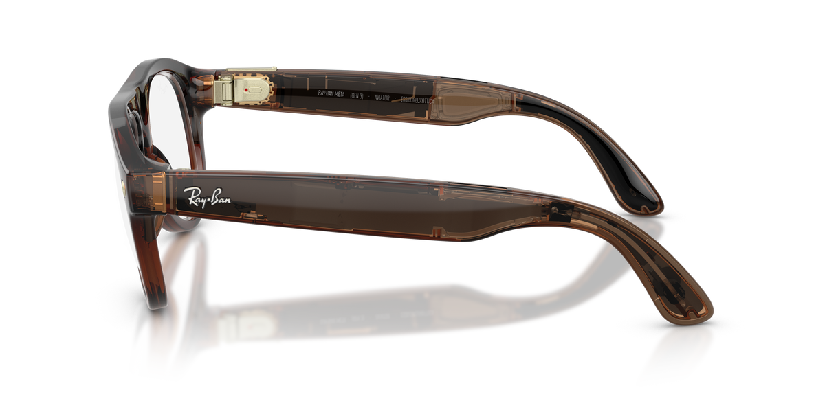 Ray-Ban Meta Aviator Optics Gen3 Terra d’Ombra Trasparente RW4016V 8532 54 - laterale
