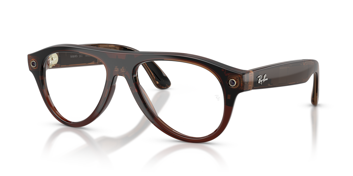 Ray-Ban Meta Aviator Optics Gen3 Terra d’Ombra Trasparente RW4016V 8532 54 - vista 3/4